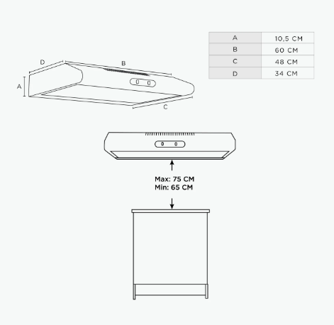 Campana Plana Empotrable Midea® 60 cm