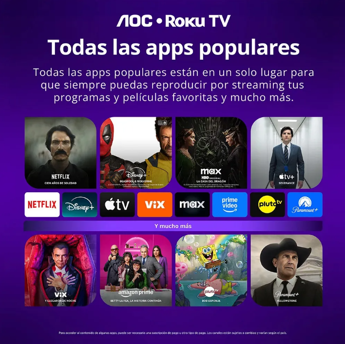 Smart TV AOC Roku TV 43" Full HD DLED Sin Marcos