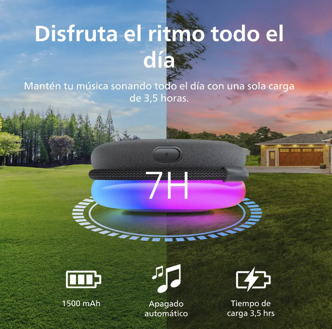 Parlante Bluetooth Portátil Philips con Luces Led