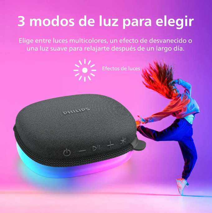 Parlante Bluetooth Portátil Philips con Luces Led