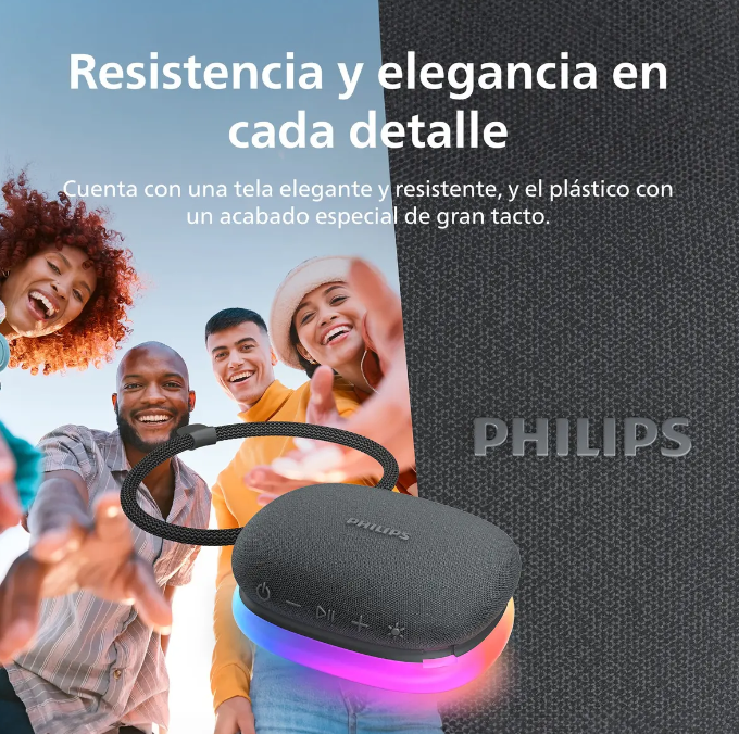 Parlante Bluetooth Portátil Philips con Luces Led