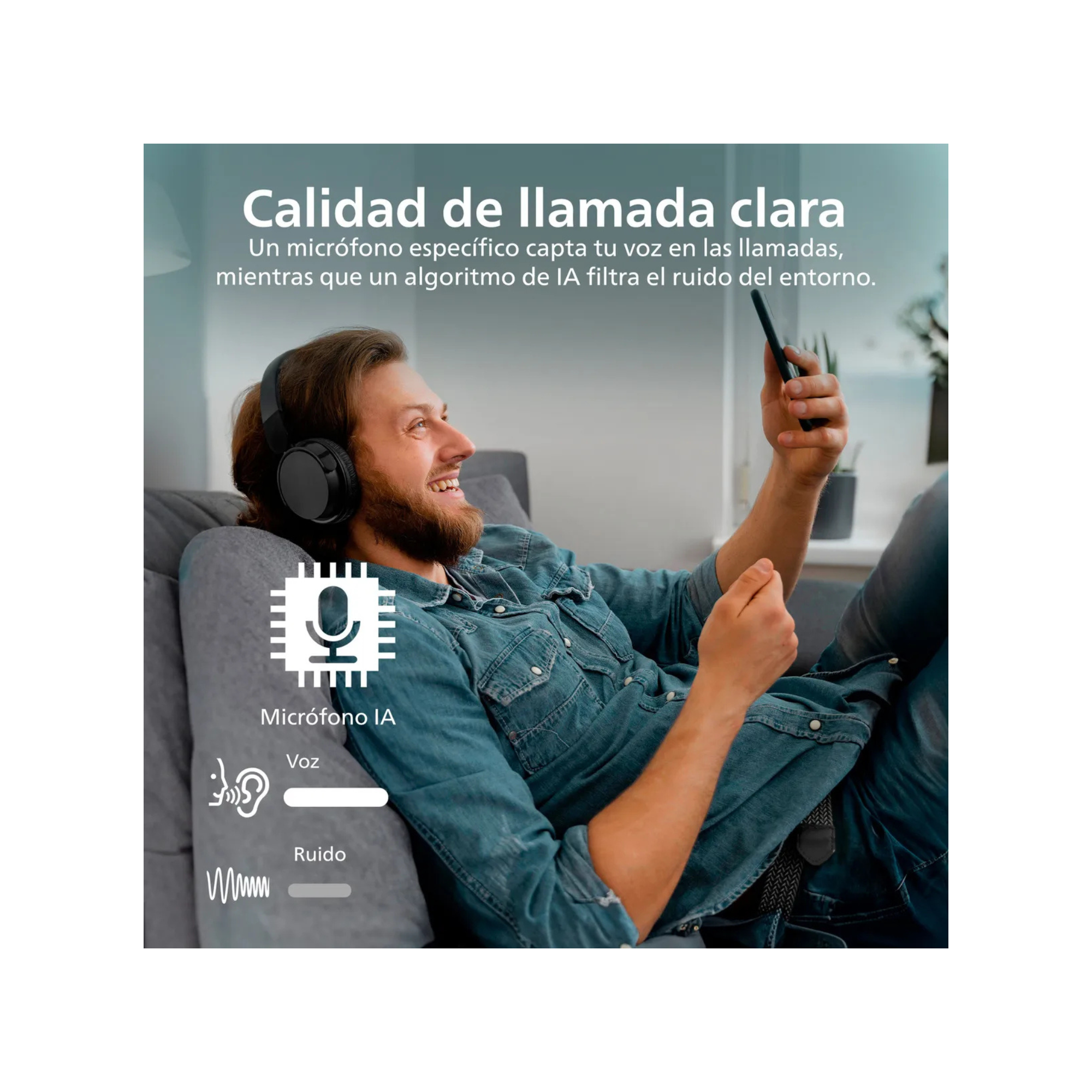 Audífono Headband Bluetooth Philips Negro