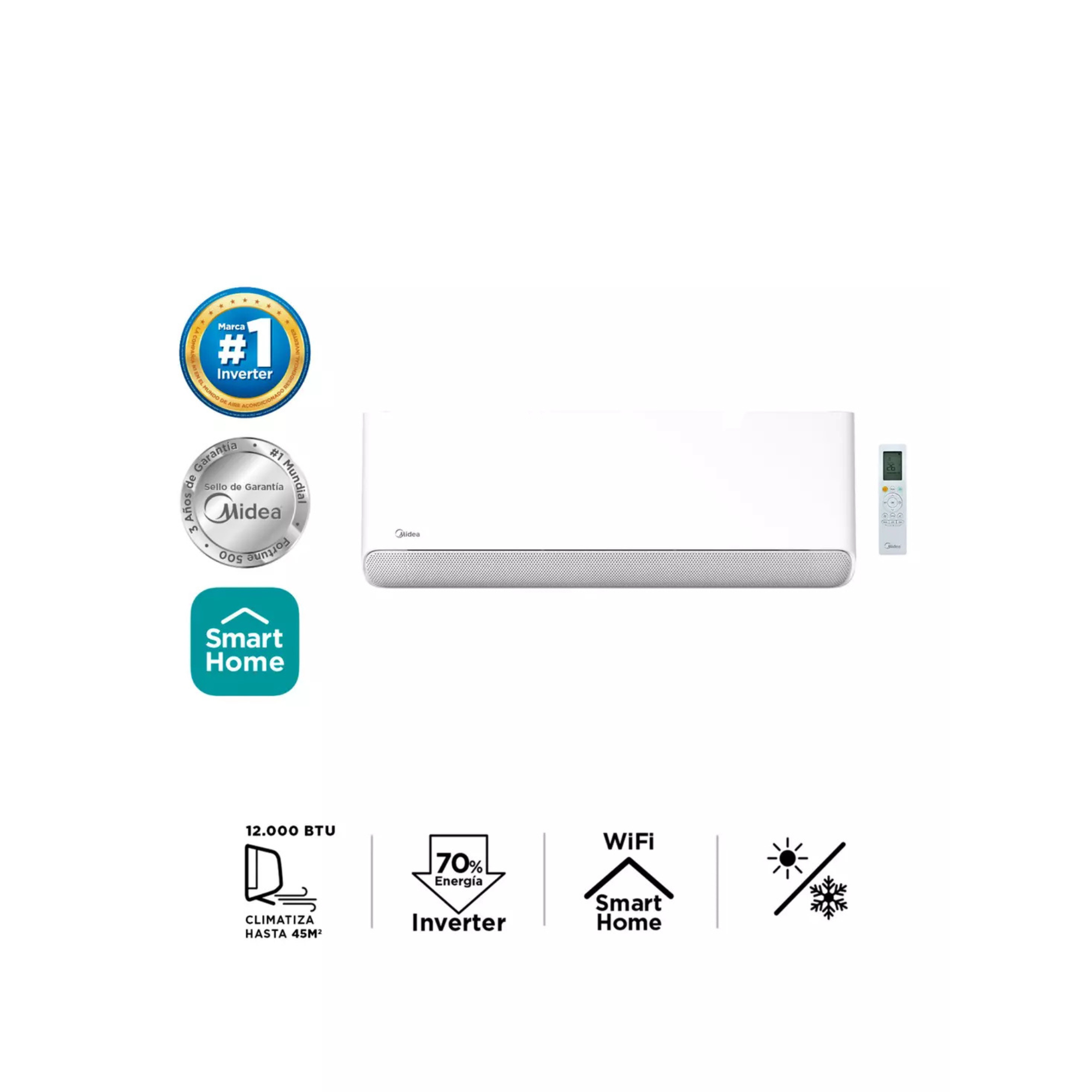 Aire Acondicionado Split Muro Inverter 12000 BTU Breezeless