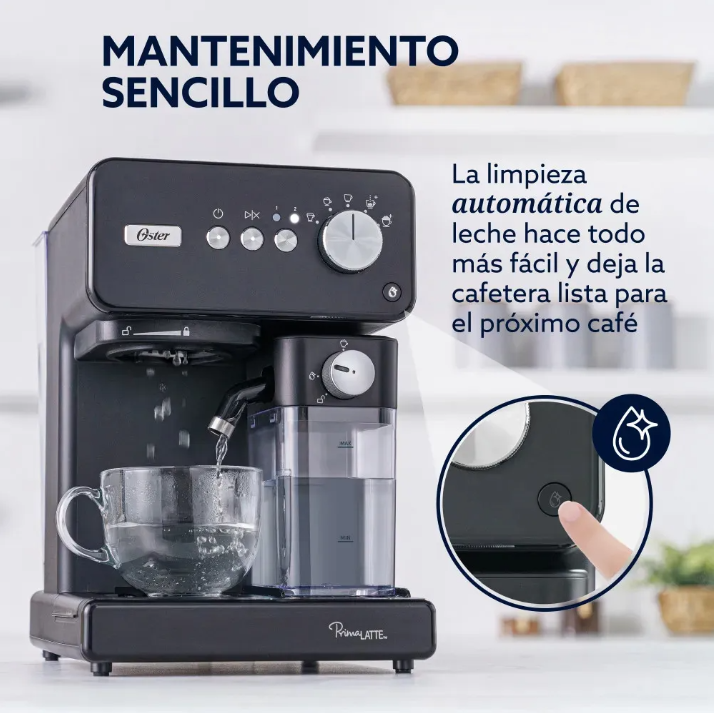Cafetera Espresso Oster® PrimaLatte™ 15 Bares Espumador Automático (Negro)