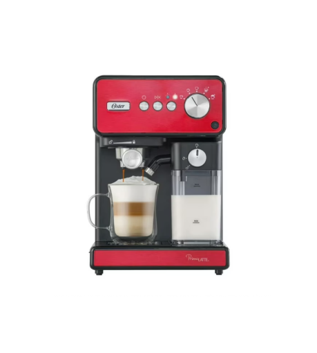 Cafetera Espresso Oster® PrimaLatte™ Roja Acero Inoxidable