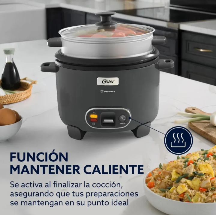 Arrocera 3 en 1 Oster® DiamondForce 10 Tazas con Vaporera