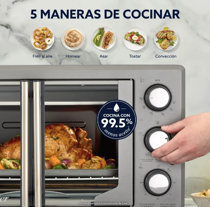 Horno Digital Oster® con Puertas French Door y Air Fryer