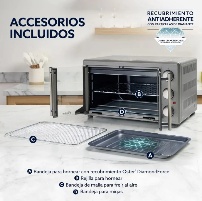 Horno Digital Oster® con Puertas French Door y Air Fryer
