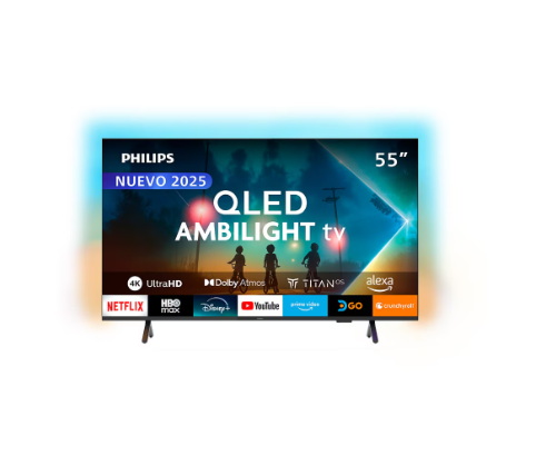 Smart TV Philips 55" QLED 4K Ambilight Dolby Atmos