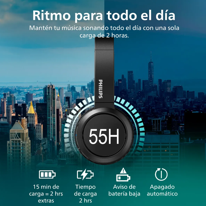 Audífonos Headband Bluetooth Philips TAH4209BK