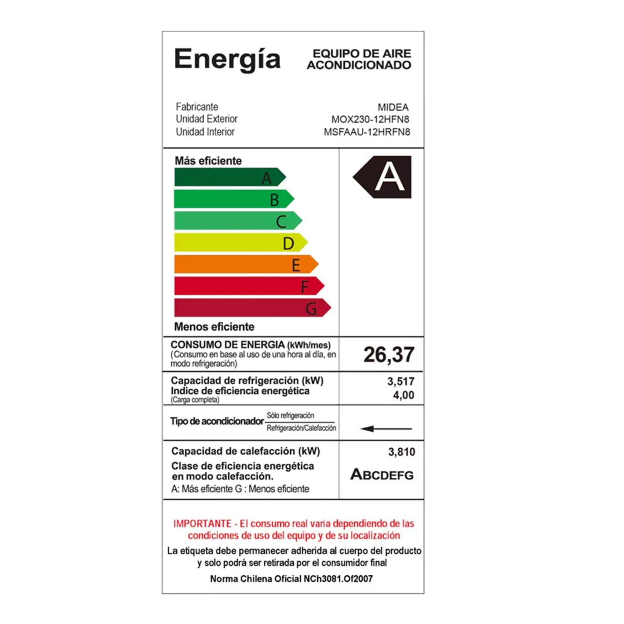 Aire Acondicionado Split Muro Inverter 12000 BTU Breezeless