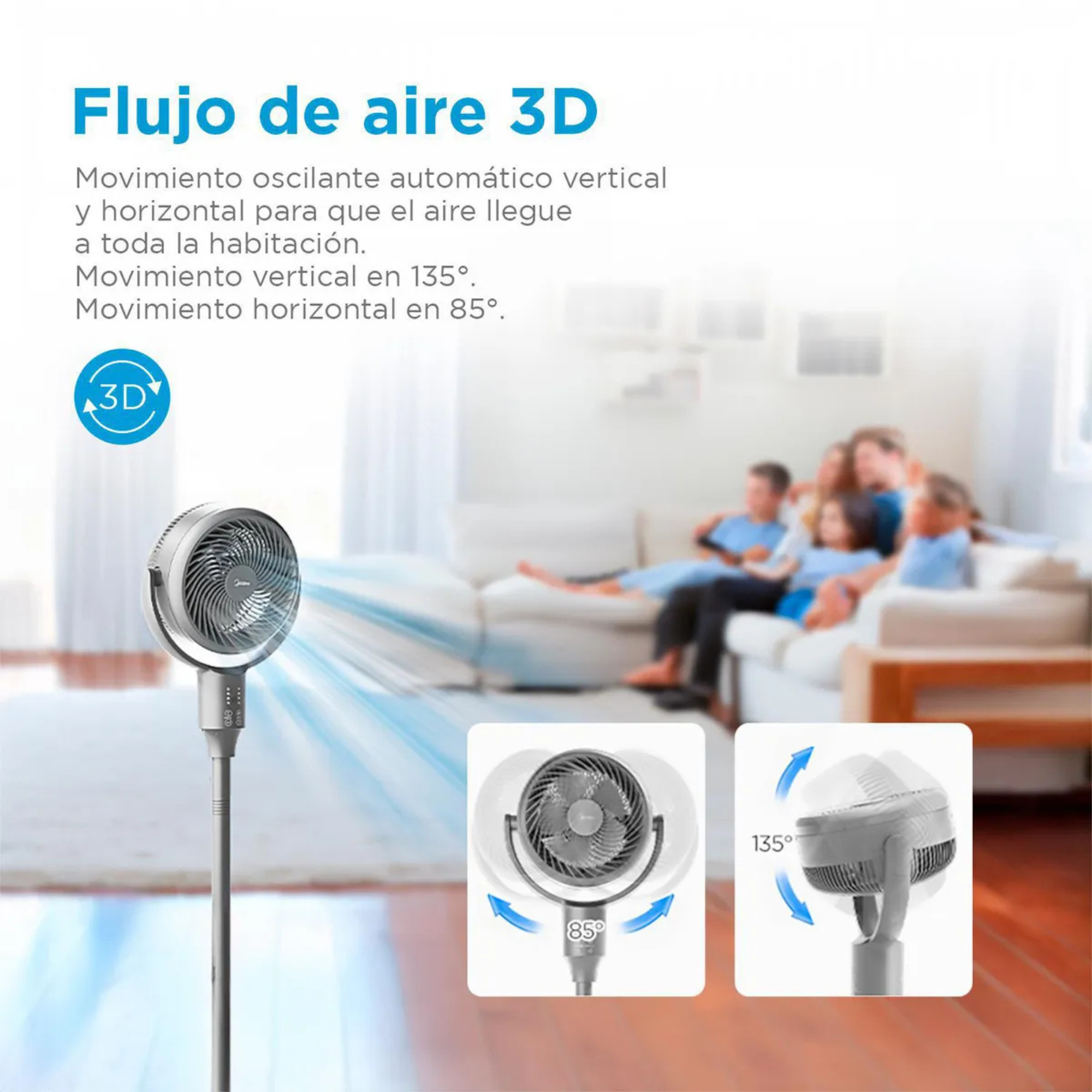 Ventilador con tecnología 3D Flow y altura ajustable