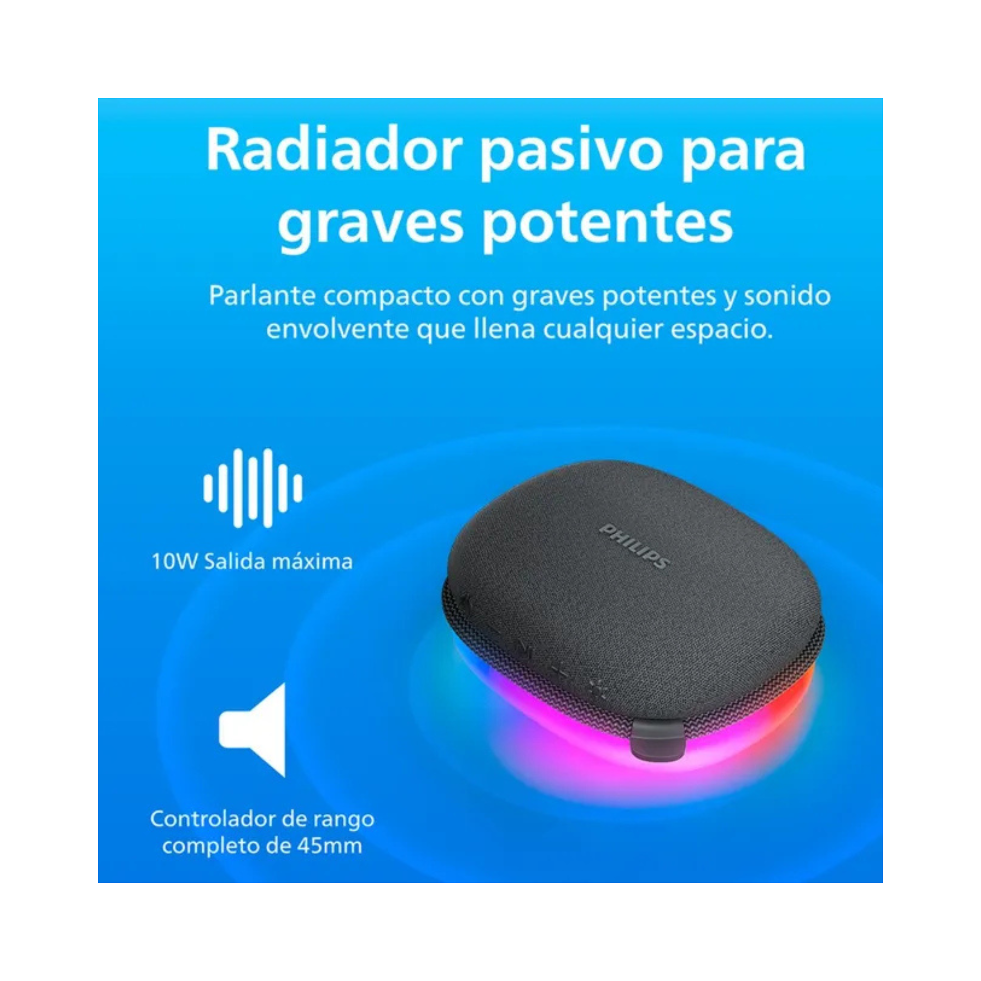 Parlante Bluetooth con luces Philips TAS2307 Negro