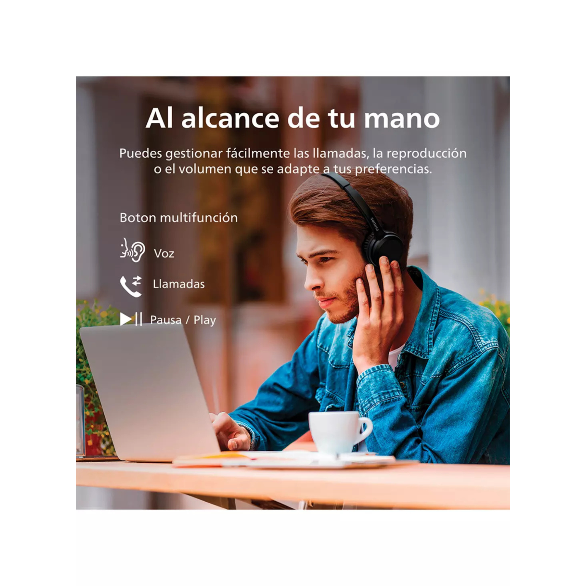 Audífono Headband Bluetooth Philips Negro