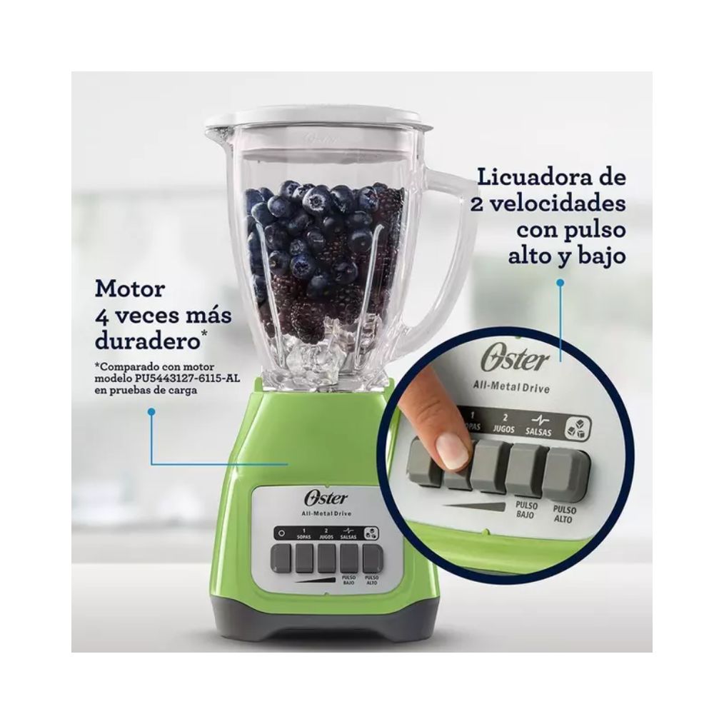 Licuadora Kiwi Oster 2 Velocidades + Pulso Vaso de Vidrio 1,5 L