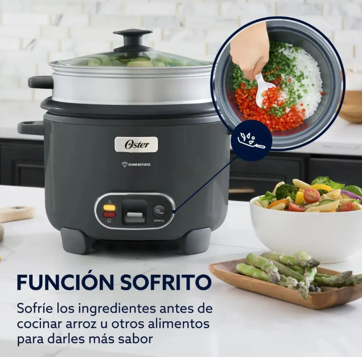 Arrocera 3 en 1 Oster® DiamondForce 10 Tazas con Vaporera
