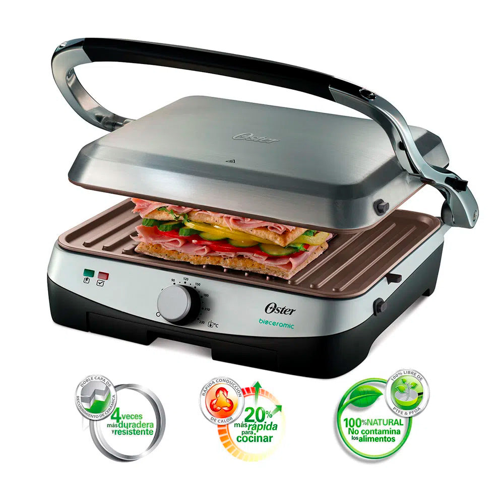 Parrilla y Panini Oster® Bioceramic® 2 en 1 1500W