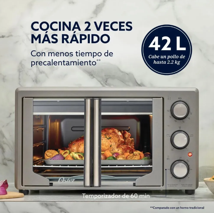 Horno Digital Oster® con Puertas French Door y Air Fryer