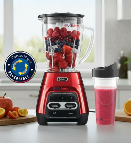 Licuadora Oster Reversible Roja con Vaso Blend-N-Go